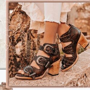 Freebird by Steven Distressed Brown Open-Toe Booties